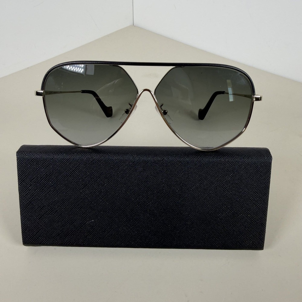 LOEWE LW40017U Geometric Metal Aviator Sunglasses with Grey Gradient Lenses